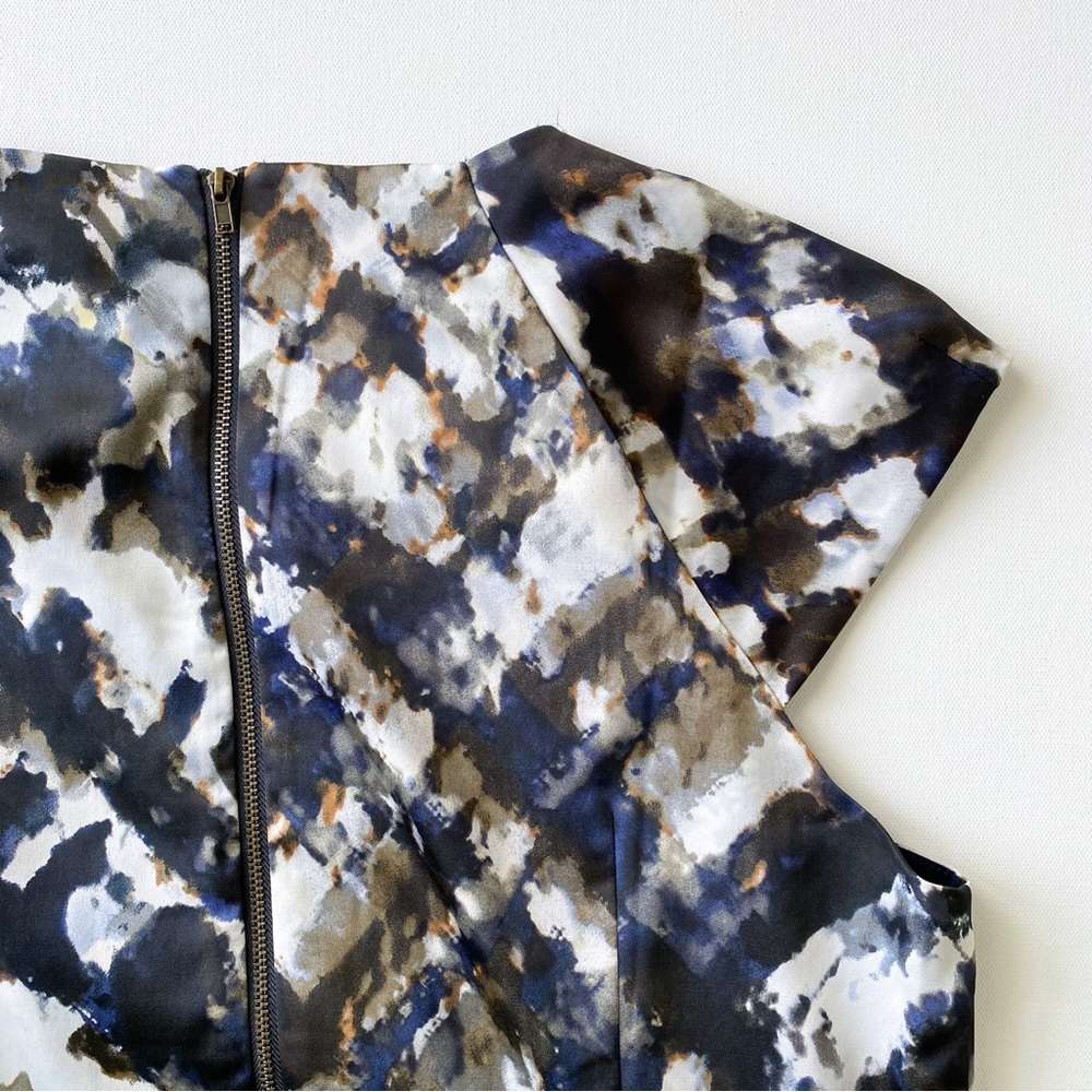 NWT Ann Taylor Navy & Brown Watercolor Print Inspired Dress, Size 12 - Picture 5 of 10